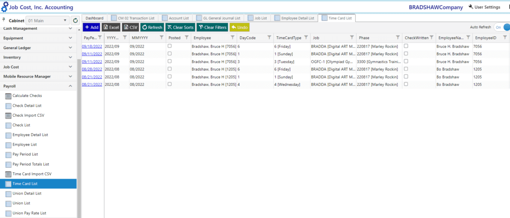 Payroll Menu Emplist